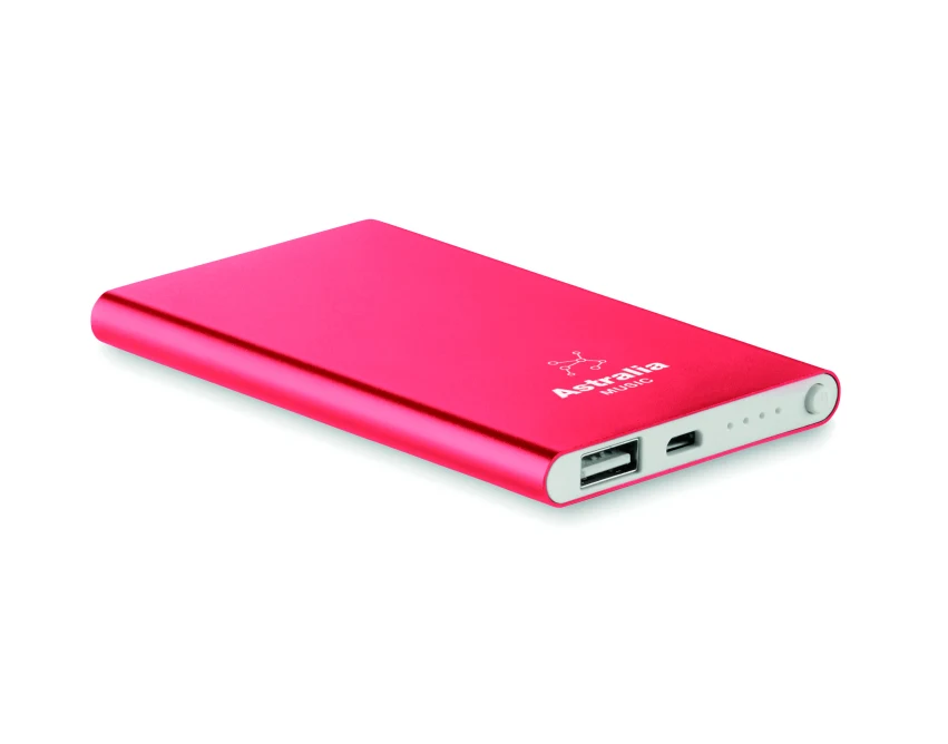 Czerwony power bank 4000mAh z grawerem aluminium eco