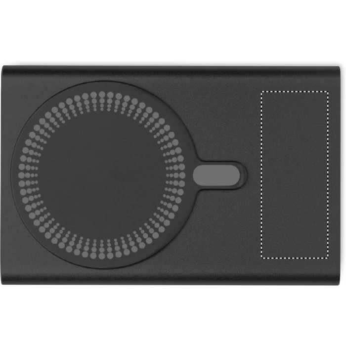 Schemat znakowania dla Tampondruk - P5 na gadżecie: Czarna ładowarka magnetyczna 15W + powerbank 5000 mAh z logo