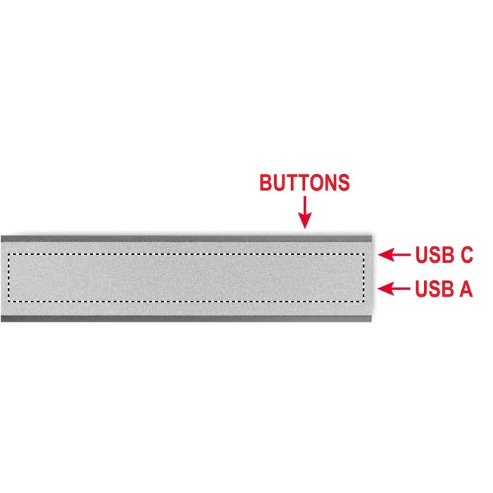 Schemat znakowania dla Nadruk UV - PD3 na gadżecie: Power bank 2600 mAh srebrny matowy z grawerem logo