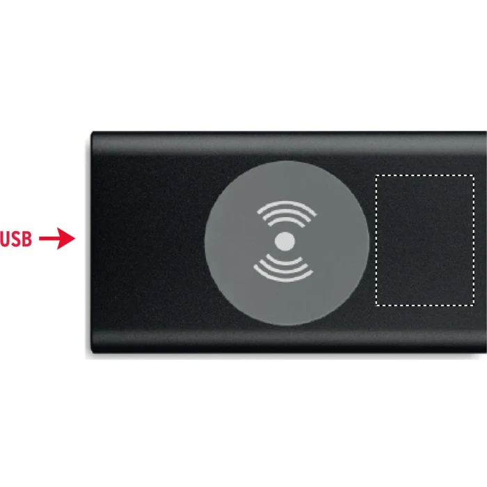 Schemat znakowania dla Grawerowanie laserowe - L3 na gadżecie: Powerbank bezprzewodowy 4000mAh czarny z logo firmy