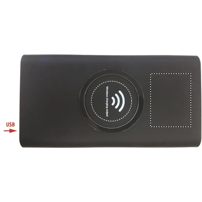 Schemat znakowania dla Tampondruk - P5 na gadżecie: Czarny powerbank Vigor 8000mAh z ładowaniem bezprzewodowym