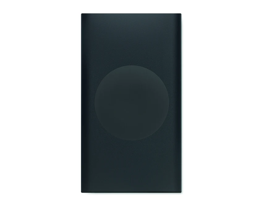 Czarny powerbank bezprzewodowy 15W 5000mAh z logo aluminium