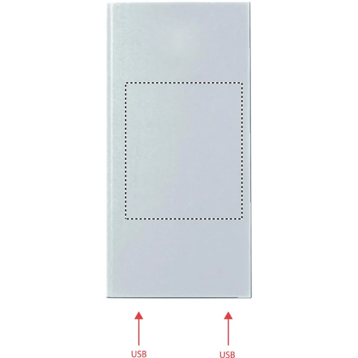 Schemat znakowania dla Tampondruk - P5 na gadżecie: Power bank solarny 8000 mAh srebrny z recyklingu z logo