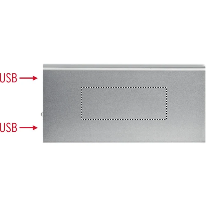 Schemat znakowania dla Tampondruk - P5 na gadżecie: Power bank 8000 mAh srebrny matowy z grawerem logo