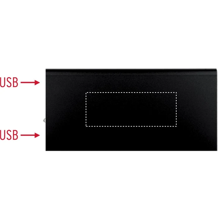 Schemat znakowania dla Tampondruk - P5 na gadżecie: Powerbank 8000 mAh czarny aluminium z logo – biznesowy