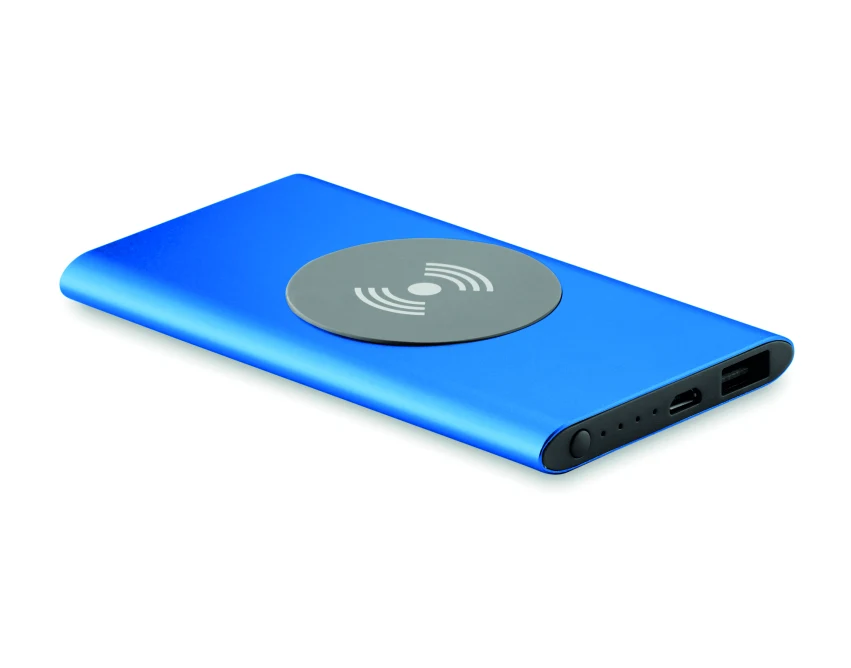 Niebieski powerbank aluminiowy 4000 mAh z grawerem logo