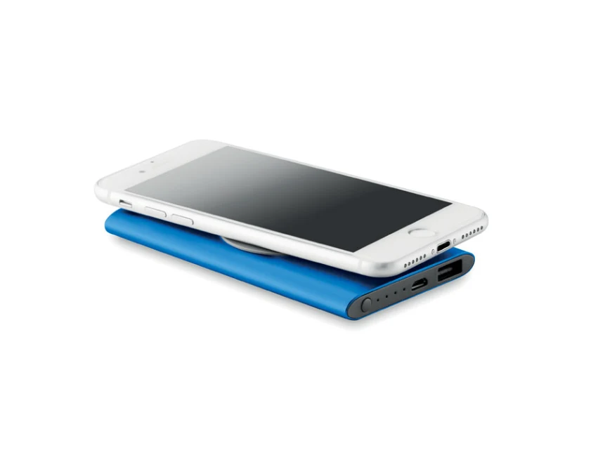 Niebieski powerbank aluminiowy 4000 mAh z grawerem logo