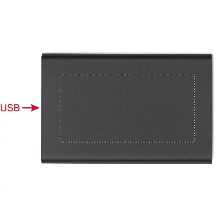 Schemat znakowania dla Tampondruk - P5 na gadżecie: Czarna ładowarka magnetyczna 15W + powerbank 5000 mAh z logo