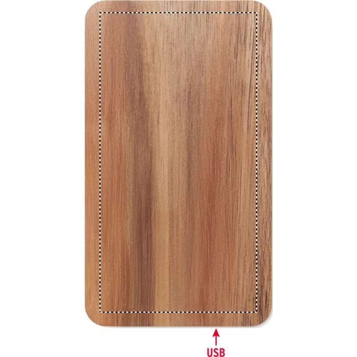 Schemat znakowania dla Sitodruk - S3 na gadżecie: Powerbank eko 4000 mAh drewno akacjowe Qi 15 W USB-C Czarny