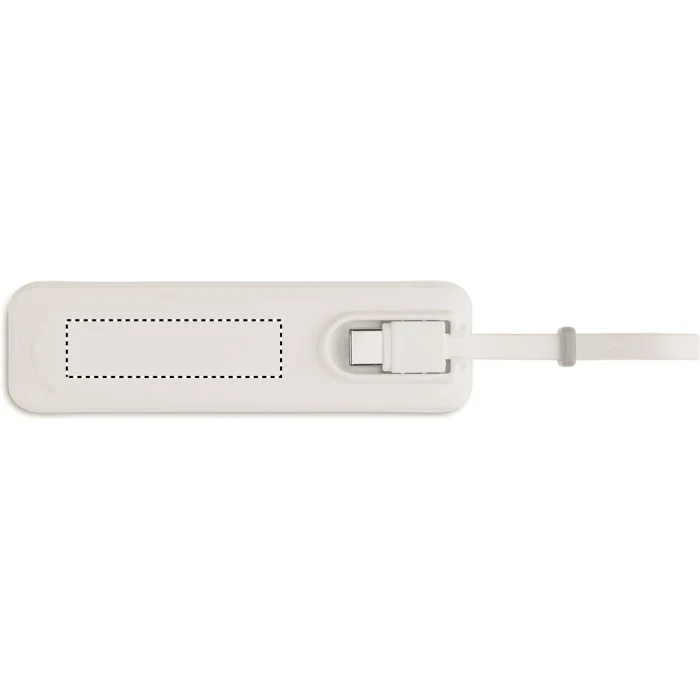 Schemat znakowania dla Tampondruk - P4 na gadżecie: Biały powerbank 5000mAh z kablem USB-C i logo firmy