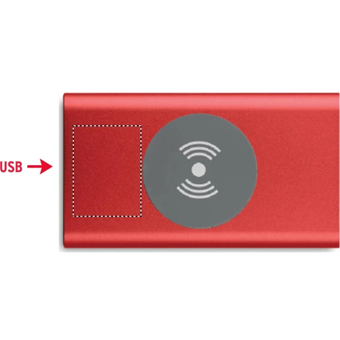 Schemat znakowania dla Grawerowanie laserowe - L3 na gadżecie: Czerwony power bank 4000 mAh z logo – aluminium, bezprzewodowy