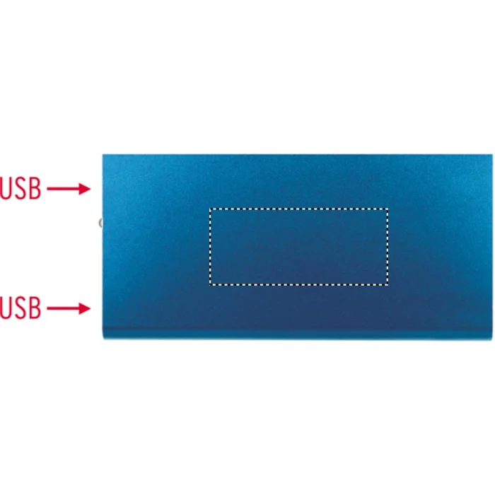 Schemat znakowania dla Tampondruk - P5 na gadżecie: Niebieski power bank 8000 mAh aluminium z grawerem logo