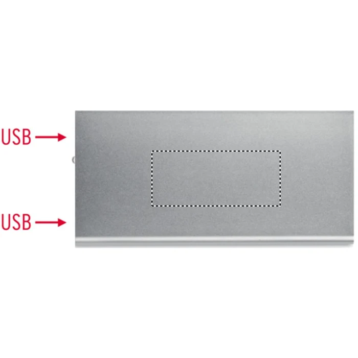 Schemat znakowania dla Tampondruk - P5 na gadżecie: Power bank 8000 mAh srebrny matowy z grawerem logo