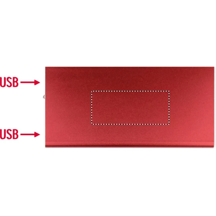 Schemat znakowania dla Tampondruk - P5 na gadżecie: Power bank 8000mAh czerwony z logo – Powerflat8 aluminium