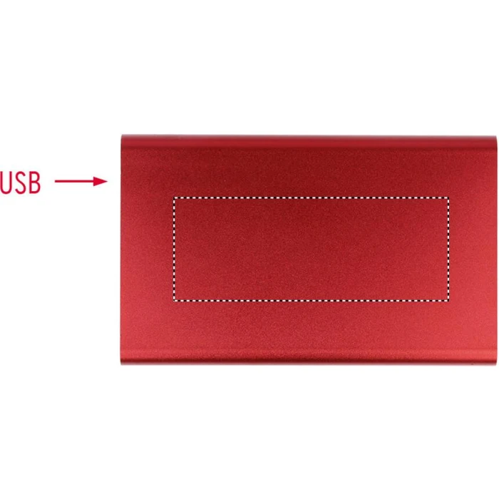 Schemat znakowania dla Tampondruk - P5 na gadżecie: Czerwony power bank 4000mAh z grawerem aluminium eco