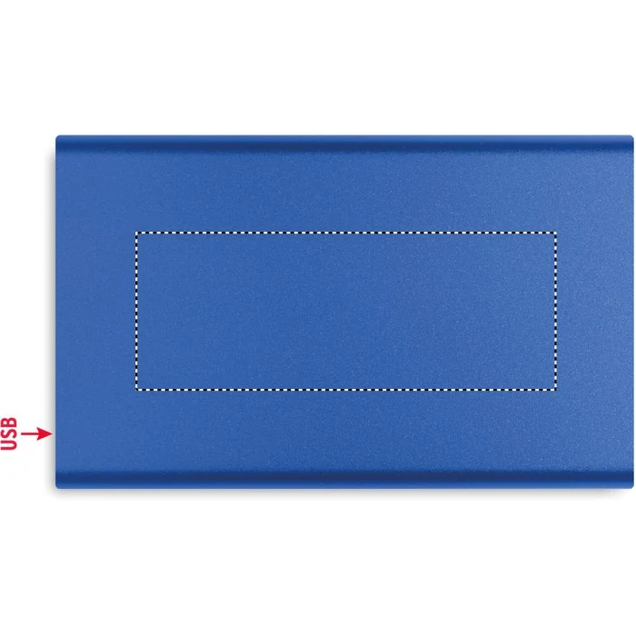 Schemat znakowania dla Tampondruk - P5 na gadżecie: Power bank 4000 mAh niebieski z grawerem logo – aluminium
