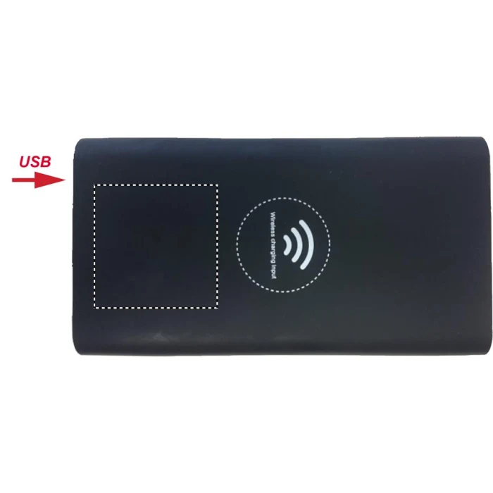 Schemat znakowania dla Tampondruk - P5 na gadżecie: Czarny powerbank Vigor 8000mAh z ładowaniem bezprzewodowym