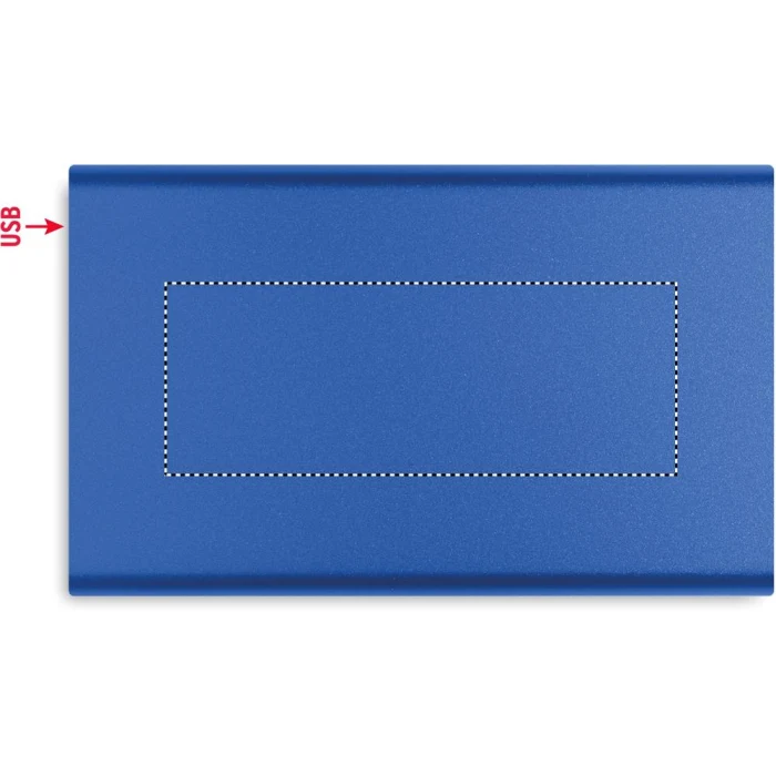 Schemat znakowania dla Tampondruk - P5 na gadżecie: Power bank 4000 mAh niebieski z grawerem logo – aluminium