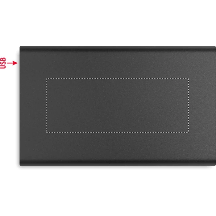 Schemat znakowania dla Tampondruk - P5 na gadżecie: Czarny powerbank z grawerem logo 4000 mAh USB-C aluminium