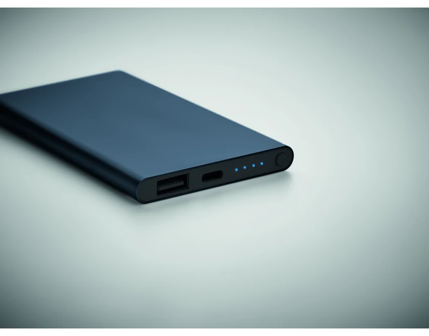 Power bank 4000 mAh granatowy z logo – aluminium premium