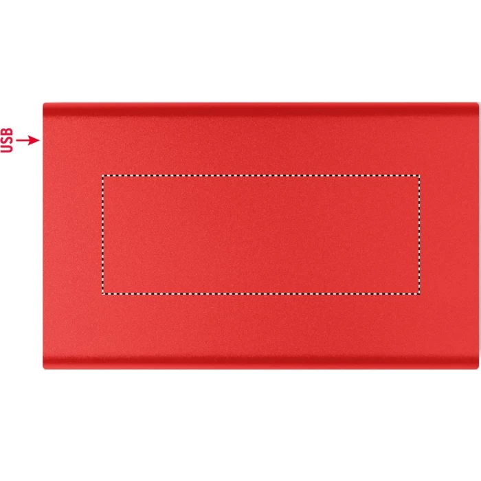 Schemat znakowania dla Tampondruk - P5 na gadżecie: Czerwony powerbank 4000 mAh z grawerem logo – aluminium
