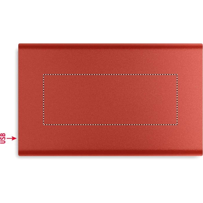 Schemat znakowania dla Tampondruk - P5 na gadżecie: Powerbank 4000 mAh burgundowy z grawerem logo, aluminium