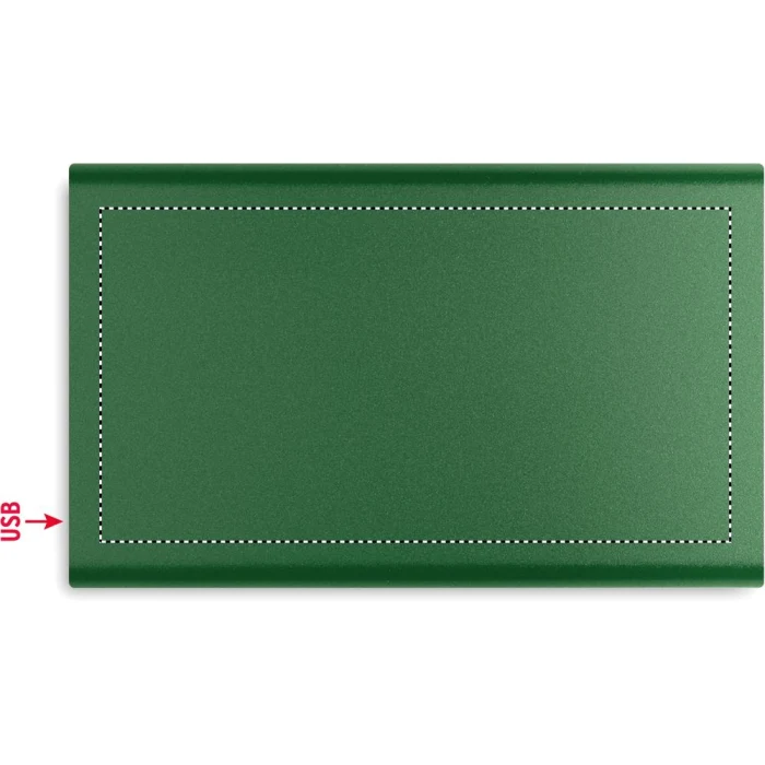 Schemat znakowania dla Nadruk UV - PD5 na gadżecie: Ciemnozielony powerbank 4000 mAh z grawerem logo