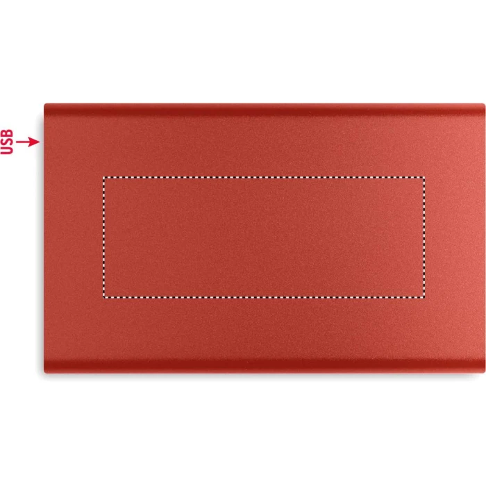 Schemat znakowania dla Tampondruk - P5 na gadżecie: Powerbank 4000 mAh burgundowy z grawerem logo, aluminium