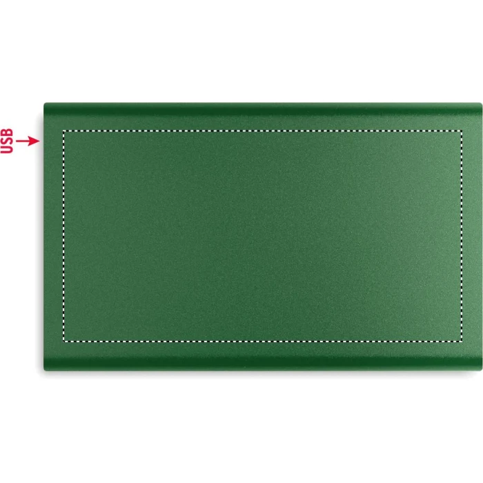 Schemat znakowania dla Nadruk UV - PD5 na gadżecie: Ciemnozielony powerbank 4000 mAh z grawerem logo