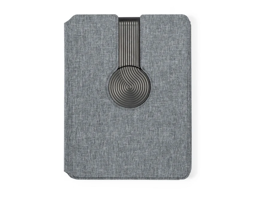 Szary notatnik RPET A5 z powerbankiem 5000 mAh i ładowarką 10W