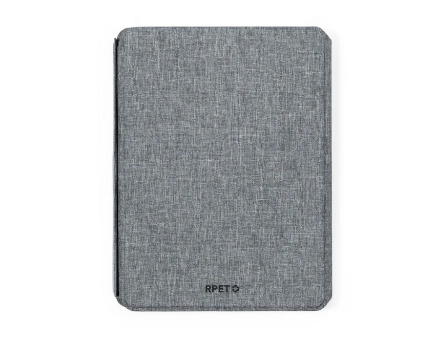Szary notatnik RPET A5 z powerbankiem 5000 mAh i ładowarką 10W