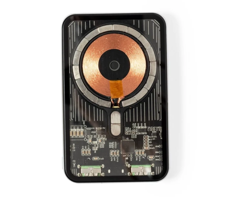 Biały powerbank bezprzewodowy 5000mAh 15W z logo