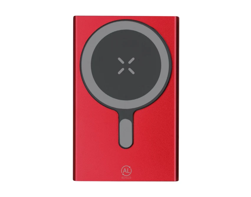 Czerwony magnetyczny powerbank 5000 mAh z logo firmy