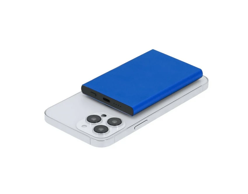 Niebieski power bank 5000 mAh z grawerem – aluminium eco