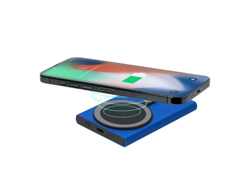 Niebieski power bank 5000 mAh z grawerem – aluminium eco