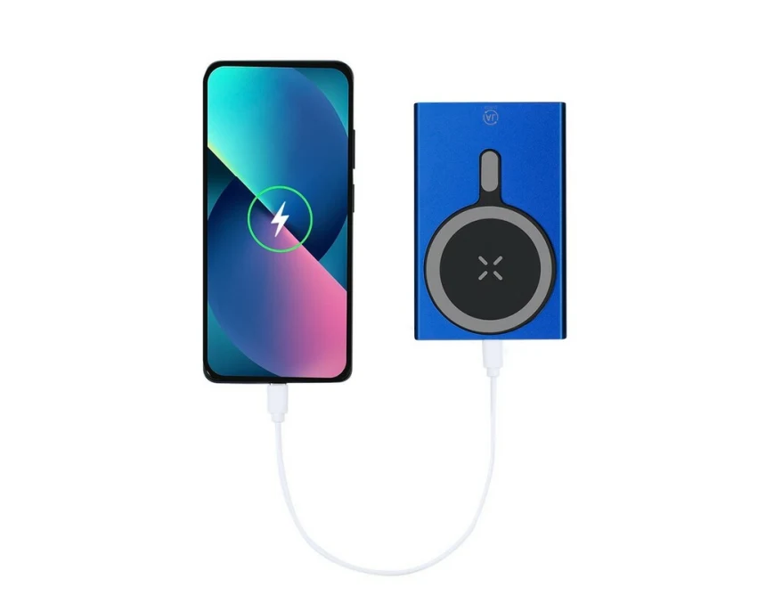 Niebieski power bank 5000 mAh z grawerem – aluminium eco