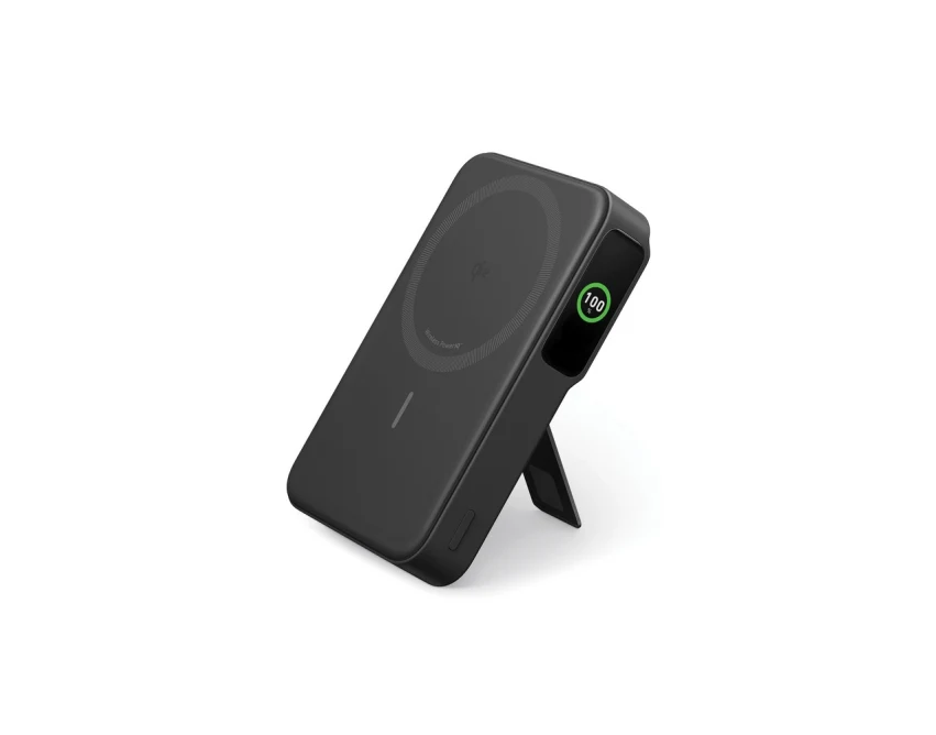 Czarny magnetyczny power bank Anker 10000 mAh z logo