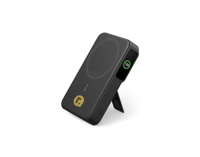 Czarny magnetyczny power bank Anker 10000 mAh z logo