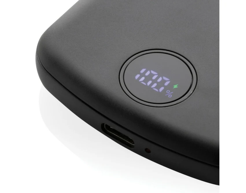 Czarny magnetyczny power bank 5000 mAh MagBoost z logo