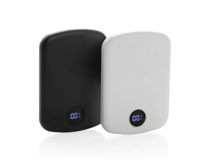 Czarny magnetyczny power bank 5000 mAh MagBoost z logo