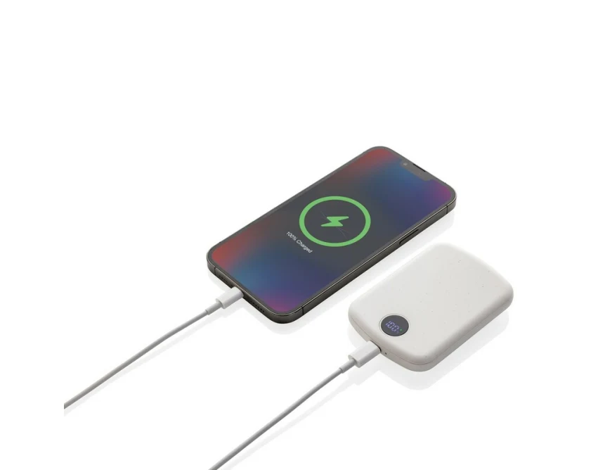 Magnetyczny power bank 5000 mAh RABS biały z logo firmy