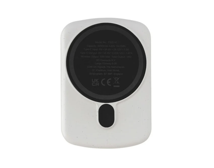 Magnetyczny power bank 5000 mAh RABS biały z logo firmy