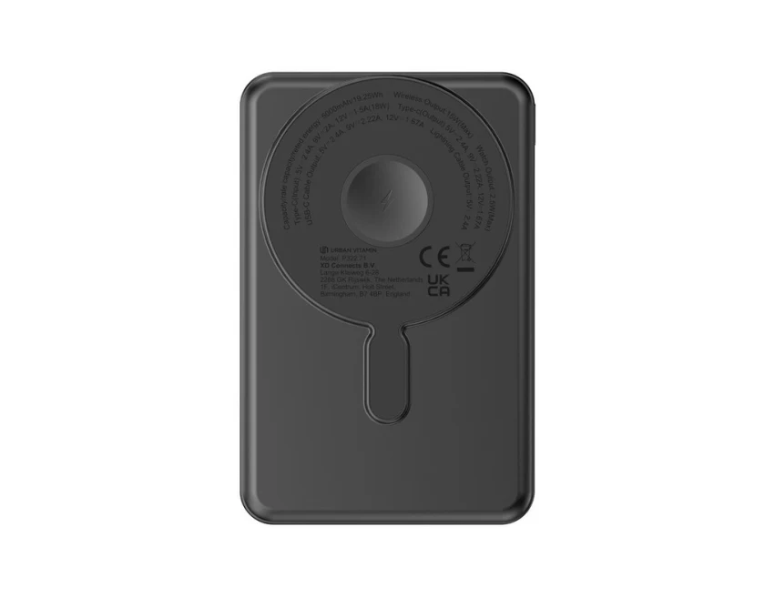 Czarny powerbank MagSafe 5000 mAh Urban Vitamin z logo