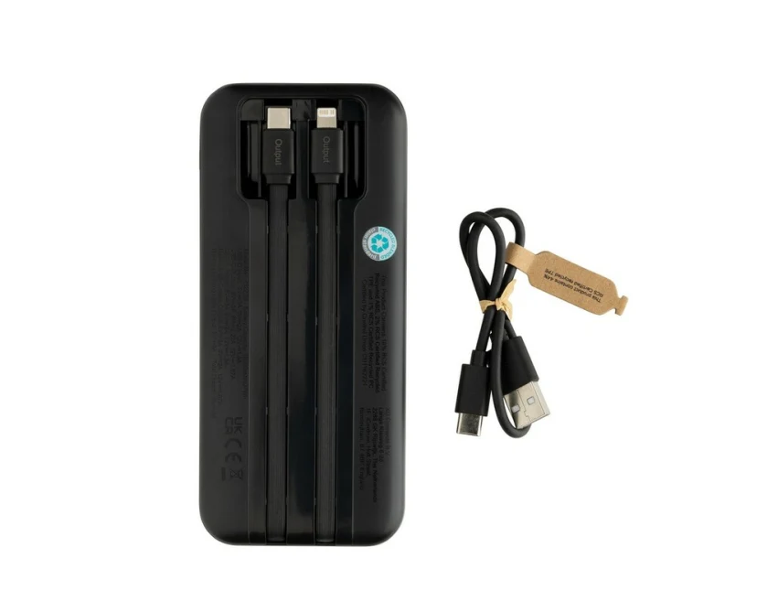 Czarny power bank 10000 mAh RABS z USB-C i Lightning