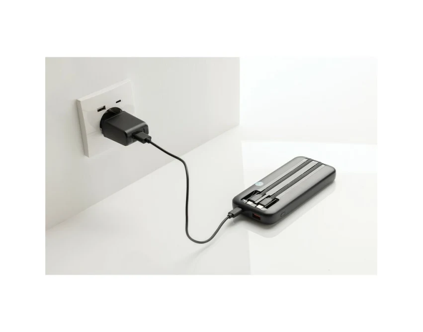 Czarny power bank 10000 mAh RABS z USB-C i Lightning