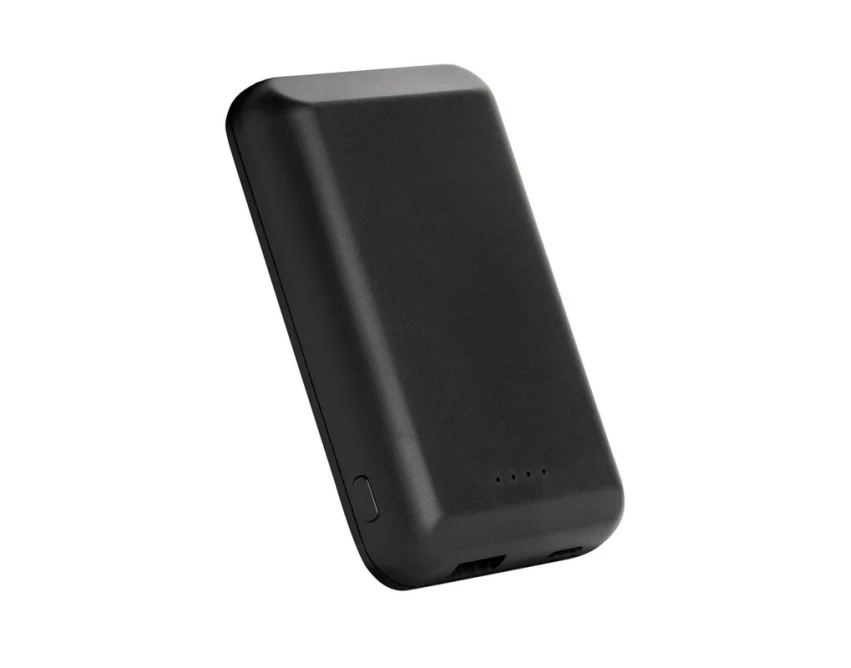 Magnetyczny power bank 5000 mAh czarny z logo firmy