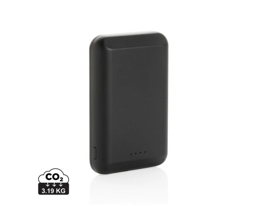 Magnetyczny power bank 5000 mAh czarny z logo firmy