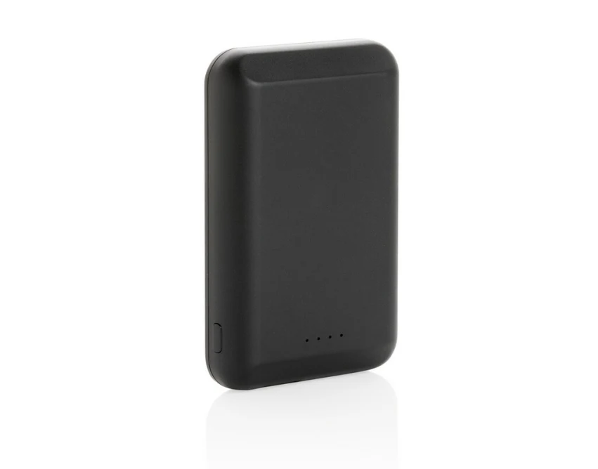 Magnetyczny power bank 5000 mAh czarny z logo firmy