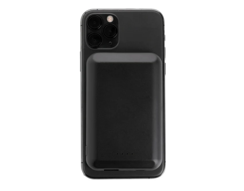 Magnetyczny power bank 5000 mAh czarny z logo firmy