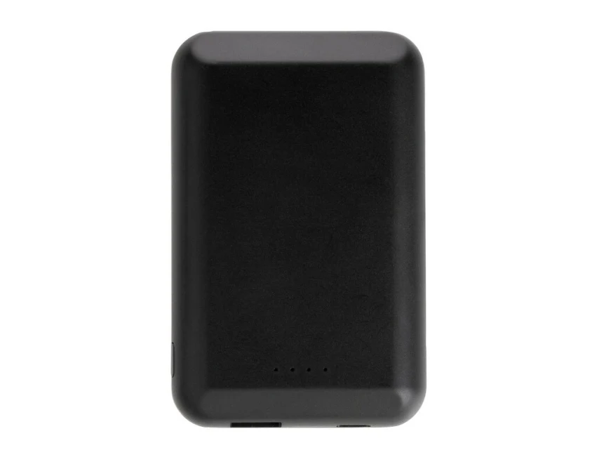 Magnetyczny power bank 5000 mAh czarny z logo firmy